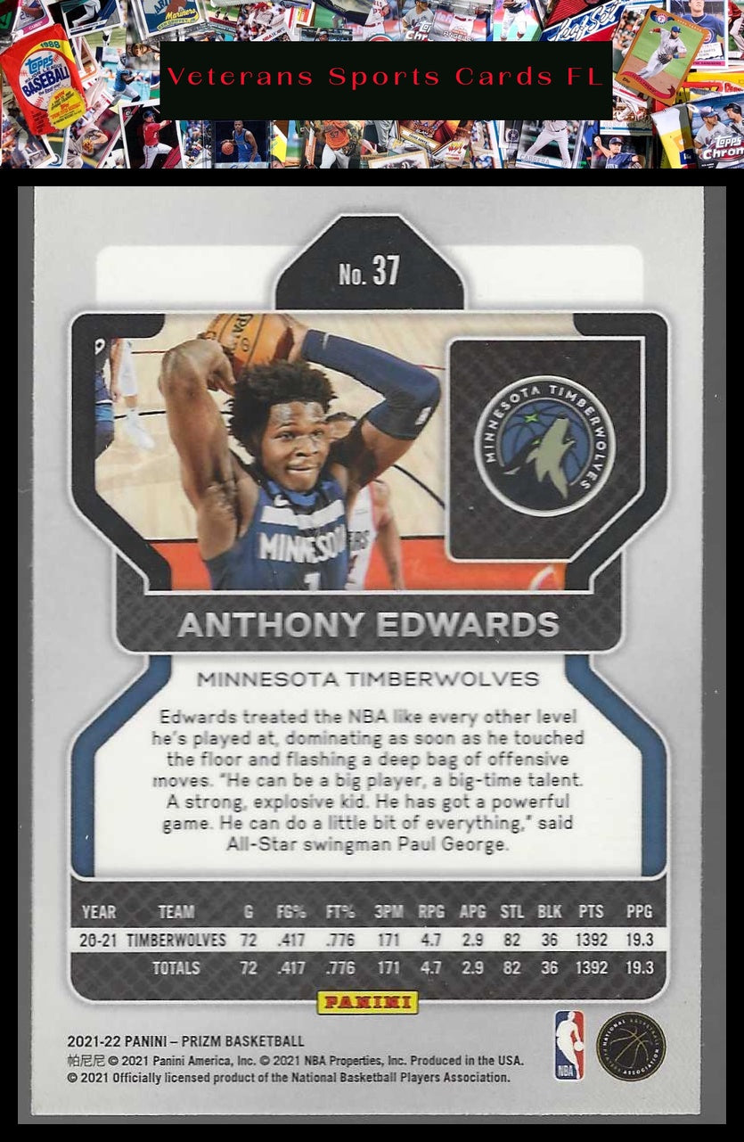 2021-22 Panini Prizm #37 Anthony Edwards