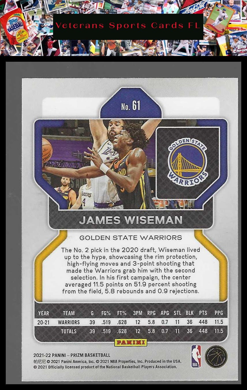 2021-22 Panini Prizm #61 James Wiseman