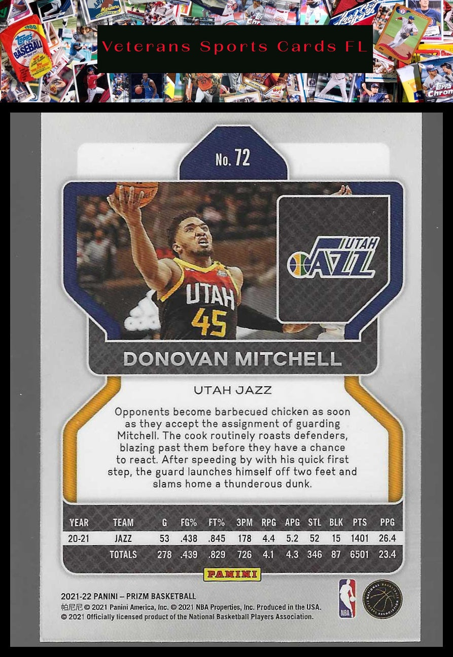 2021-22 Panini Prizm #72 Donovan Mitchell