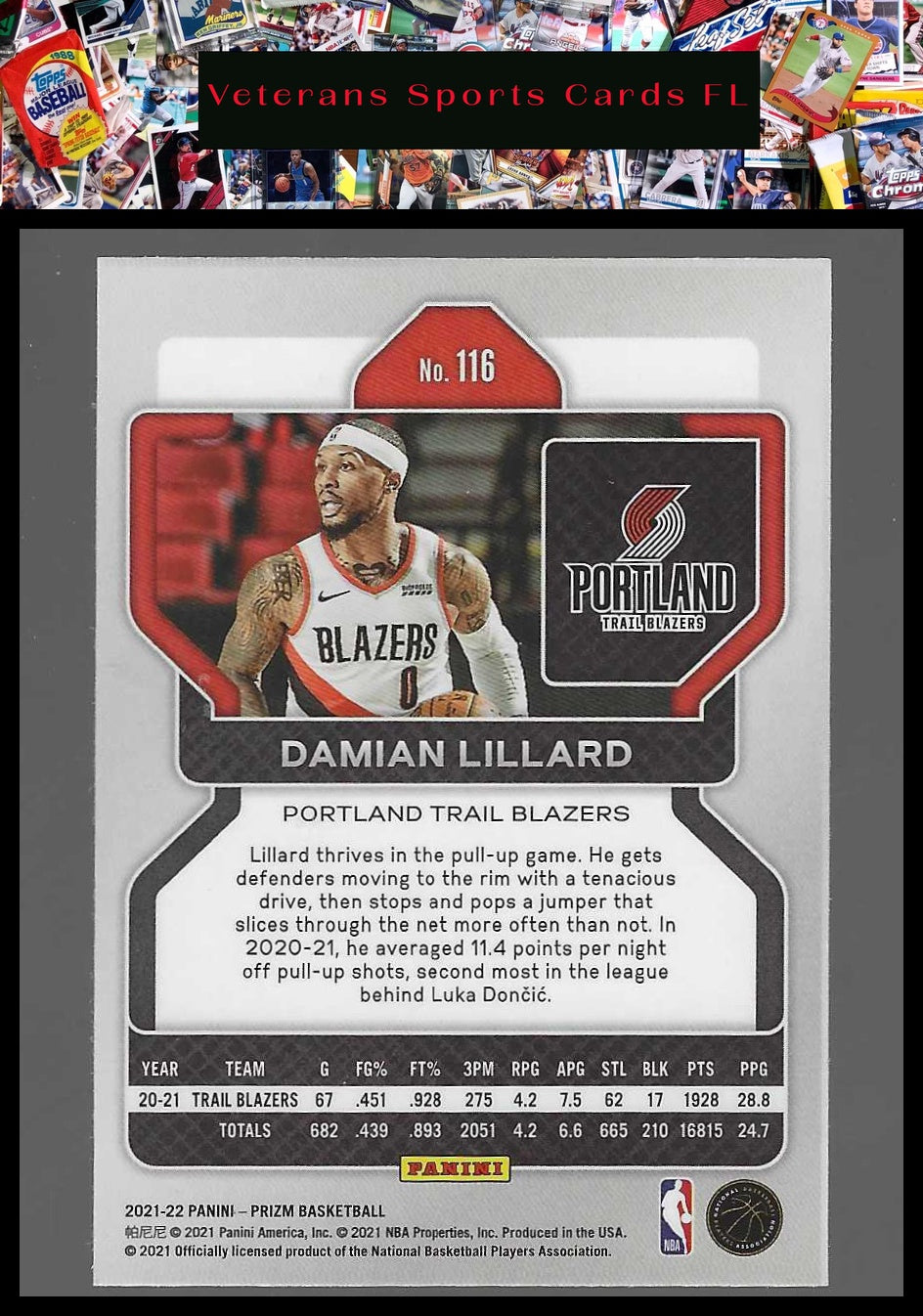 2021-22 Panini Prizm #116 Damian Lillard