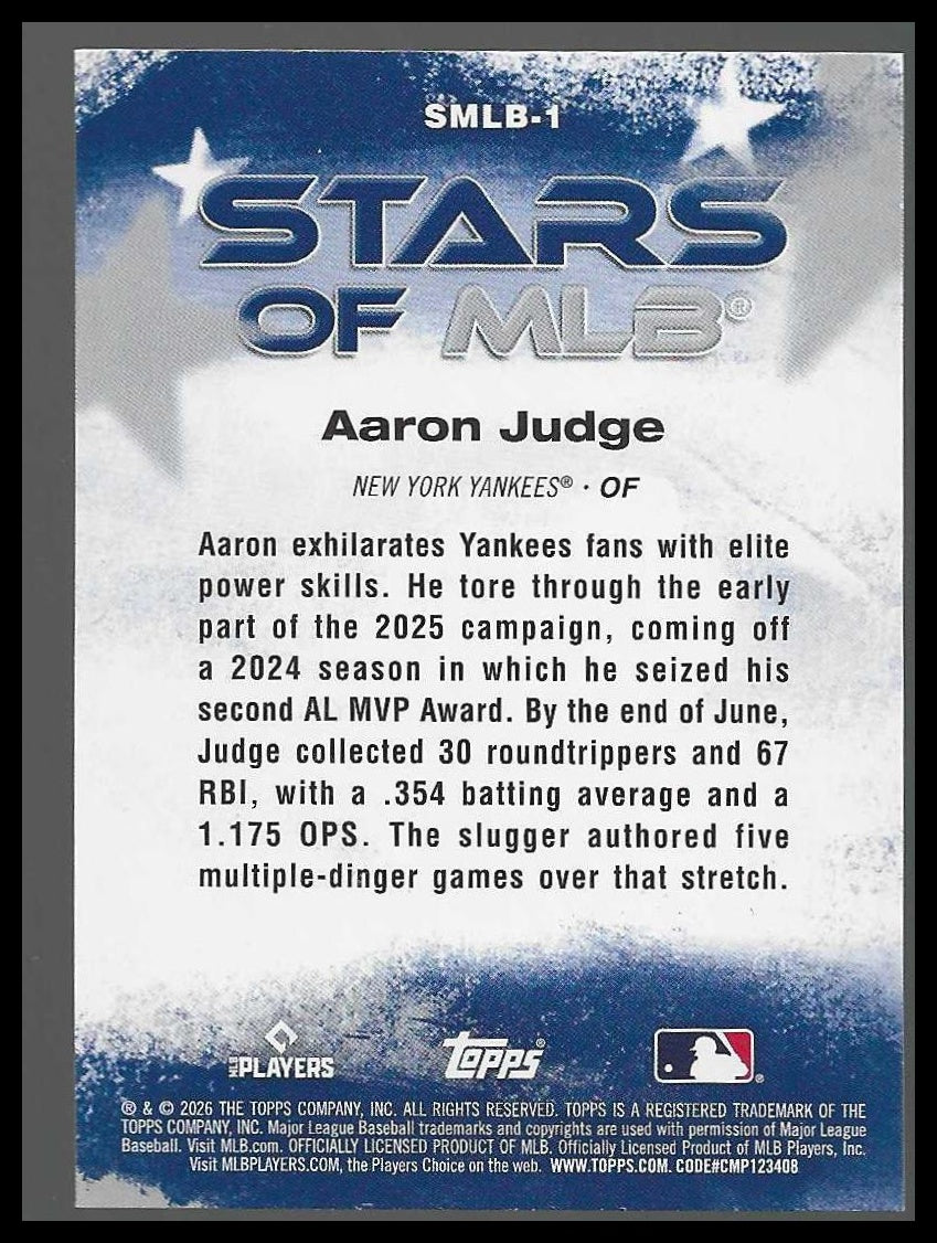 2026 Topps #SMLB-1 Aaron Judge Stars of MLB New York Yankees