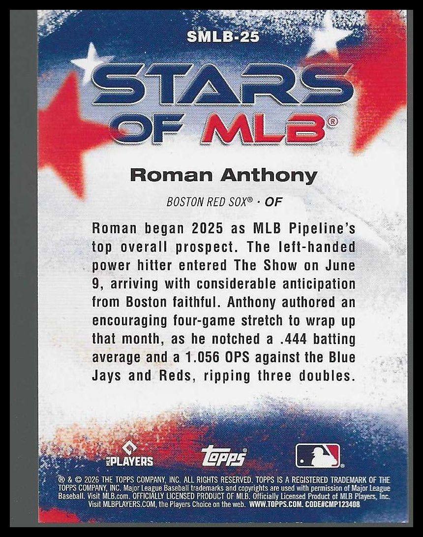 2026 Topps #SMLB-25 Roman Anthony Stars of MLB Boston Red Sox