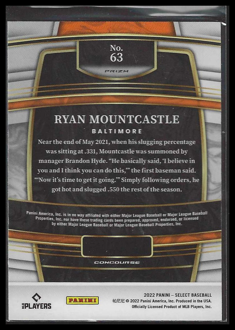 2022 Panini Select #63 Ryan Mountcastle Holo Baltimore Orioles