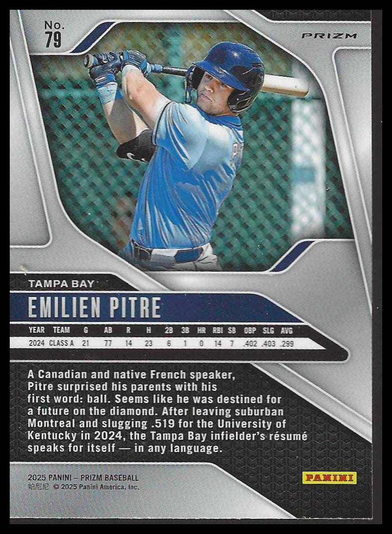 2025 Panini Prizm #79 Emilien Pitre Green Prizms Tampa Bay Rays