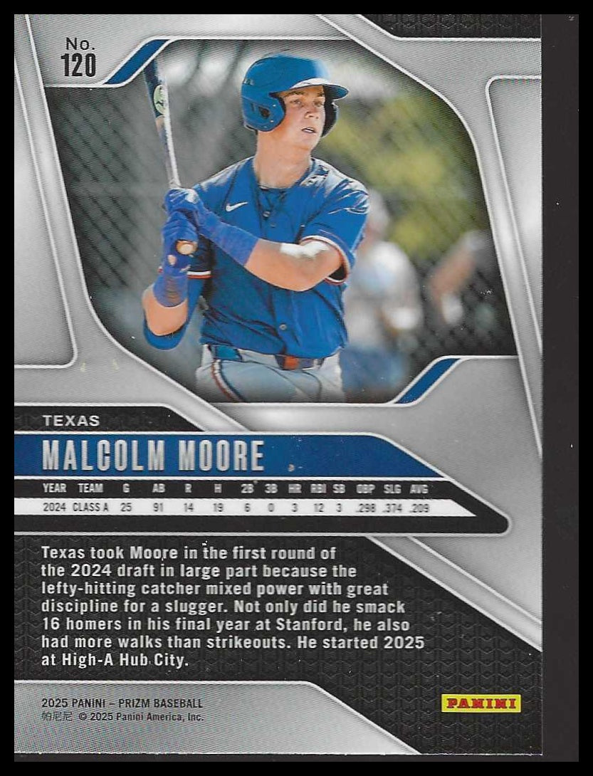 2025 Panini Prizm #120 Malcolm Moore Texas Rangers