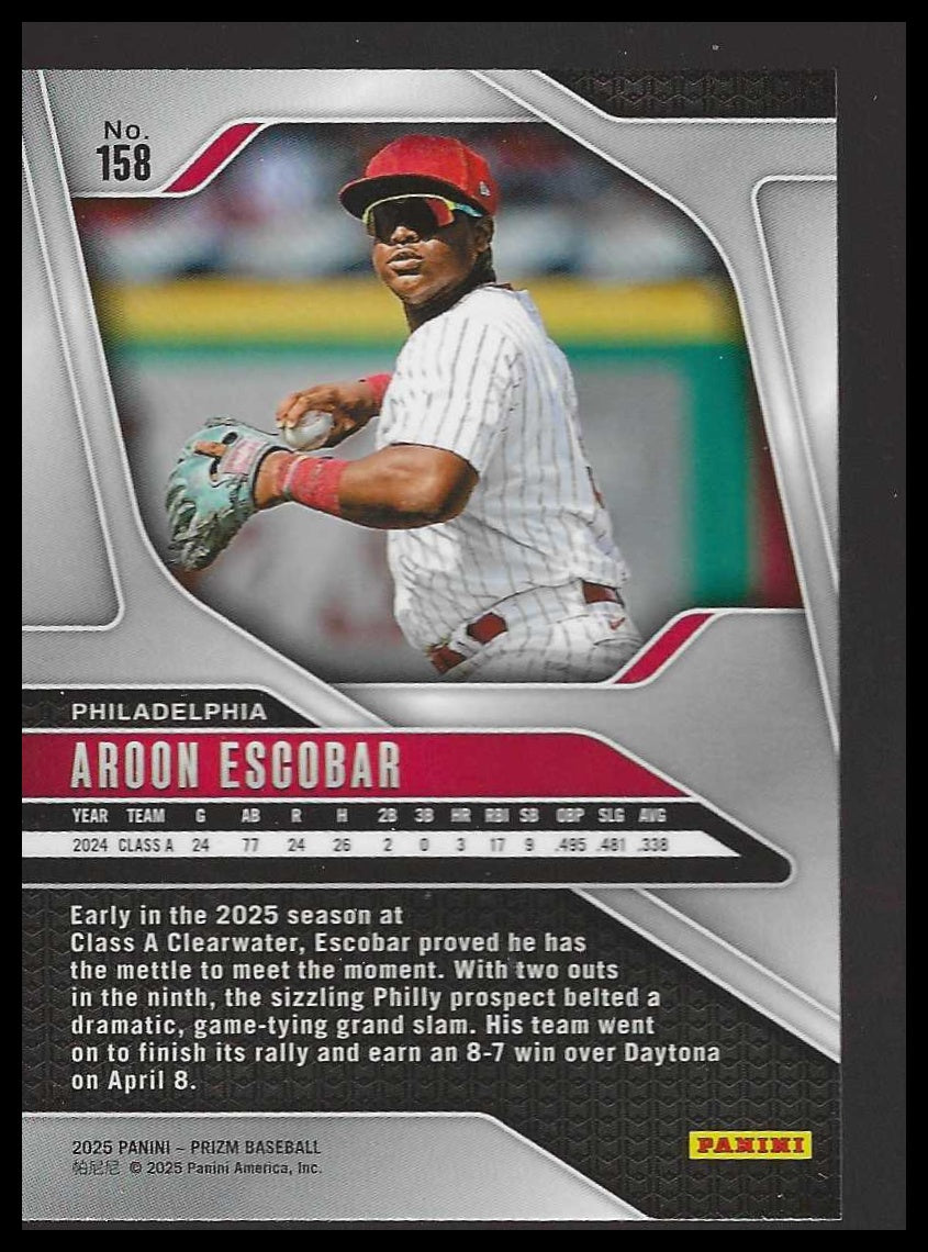 2025 Panini Prizm #158 Aroon Escobar Philadelphia Phillies