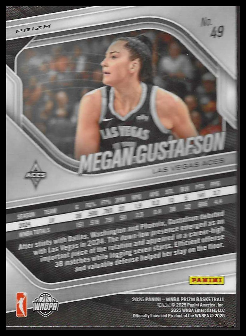 2025 Panini Prizm WNBA #49 Megan Gustafson Green Prizms Las Vegas Aces