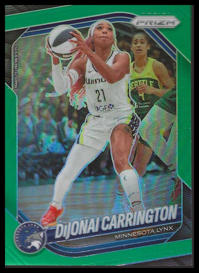2025 Panini Prizm WNBA #9 DiJonai Carrington Green Prizms Minnesota Lynx
