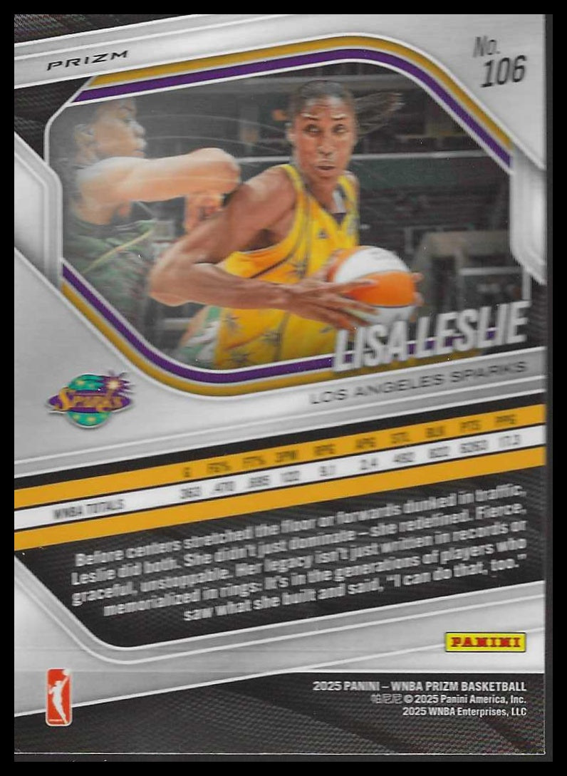 2025 Panini Prizm WNBA #106 Lisa Leslie Blue Velocity Prizms Los Angeles Sparks