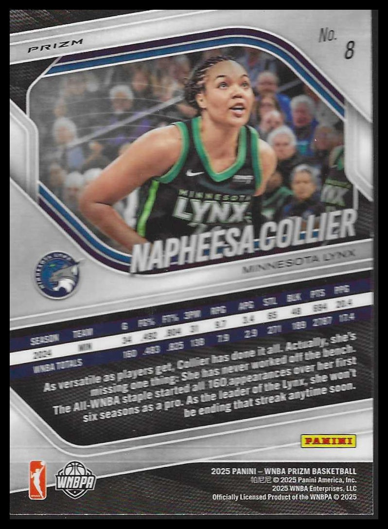 2025 Panini Prizm WNBA #8 Napheesa Collier Ice Prizms Minnesota Lynx