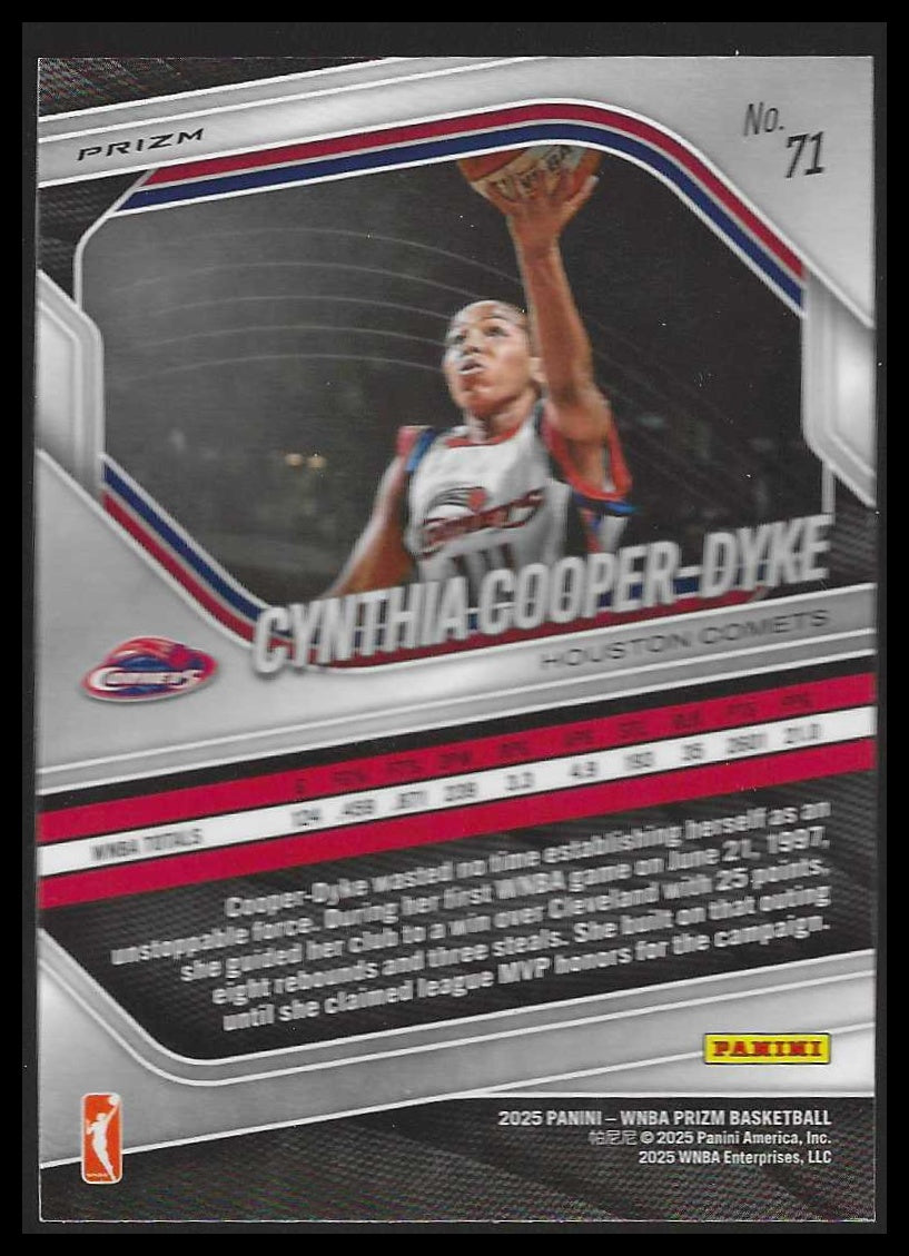2025 Panini Prizm WNBA #71 Cynthia Cooper-Dyke Ice Prizms Houston Comets