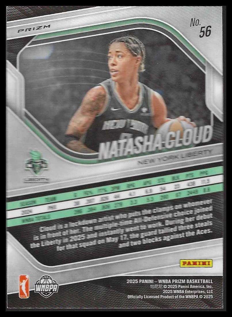 2025 Panini Prizm WNBA #56 Natasha Cloud Ice Prizms New York Liberty