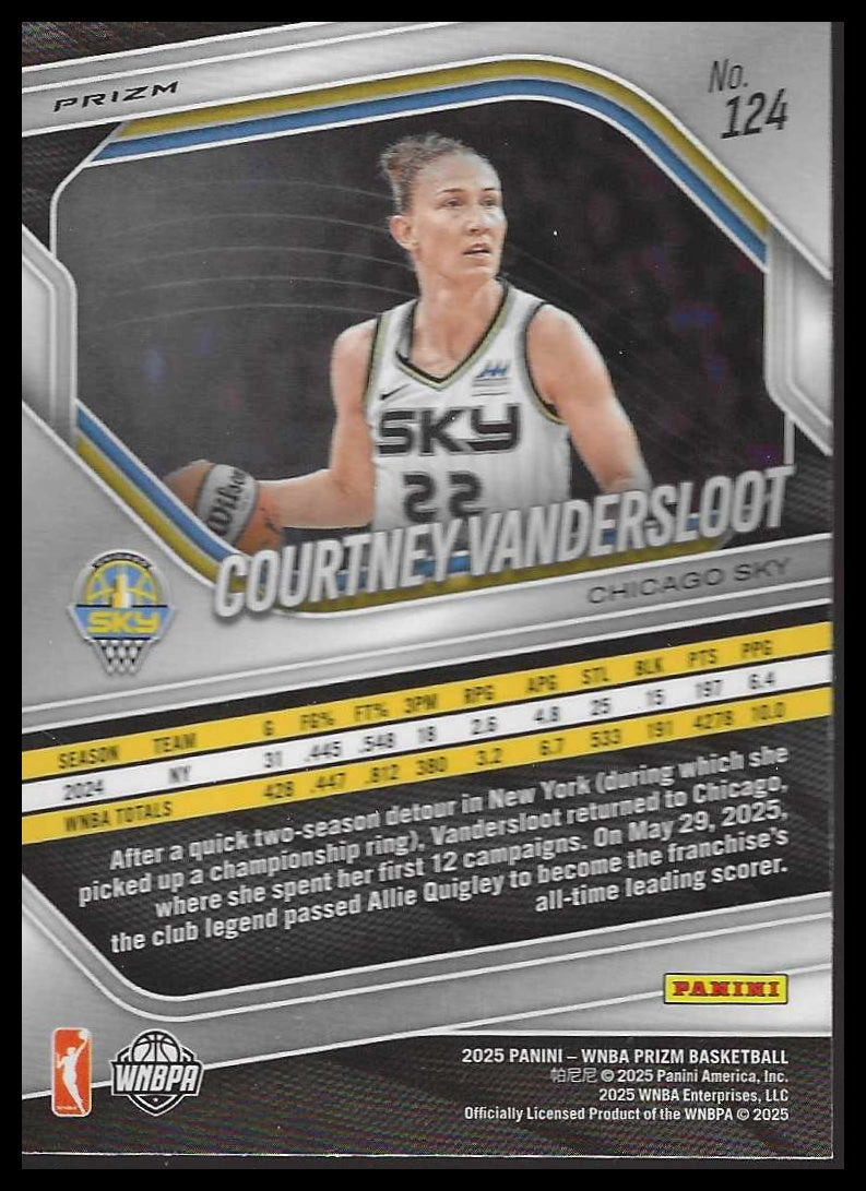 2025 Panini Prizm WNBA #124 Courtney Vandersloot Ice Prizms Chicago Sky