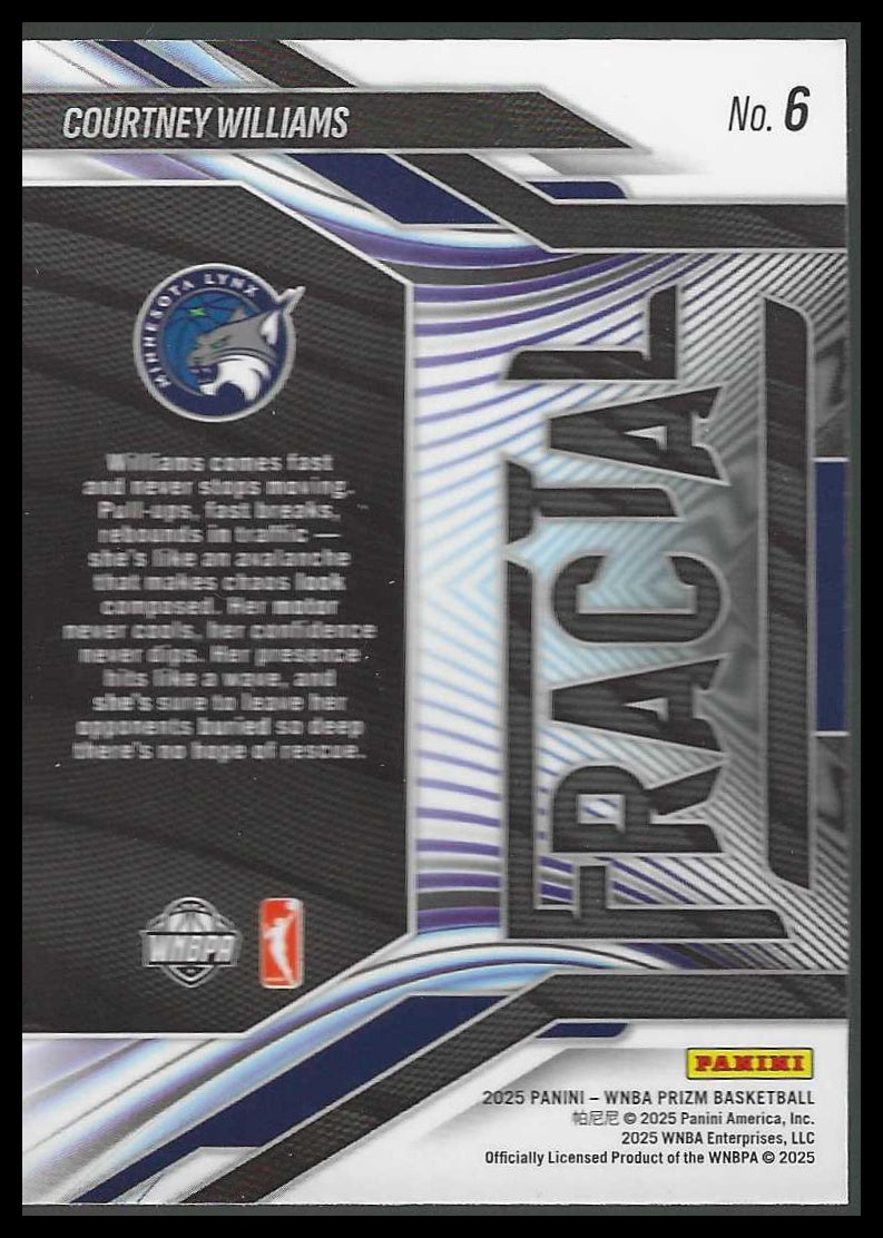 2025 Panini Prizm WNBA #6 Courtney Williams Fractal Minnesota Lynx