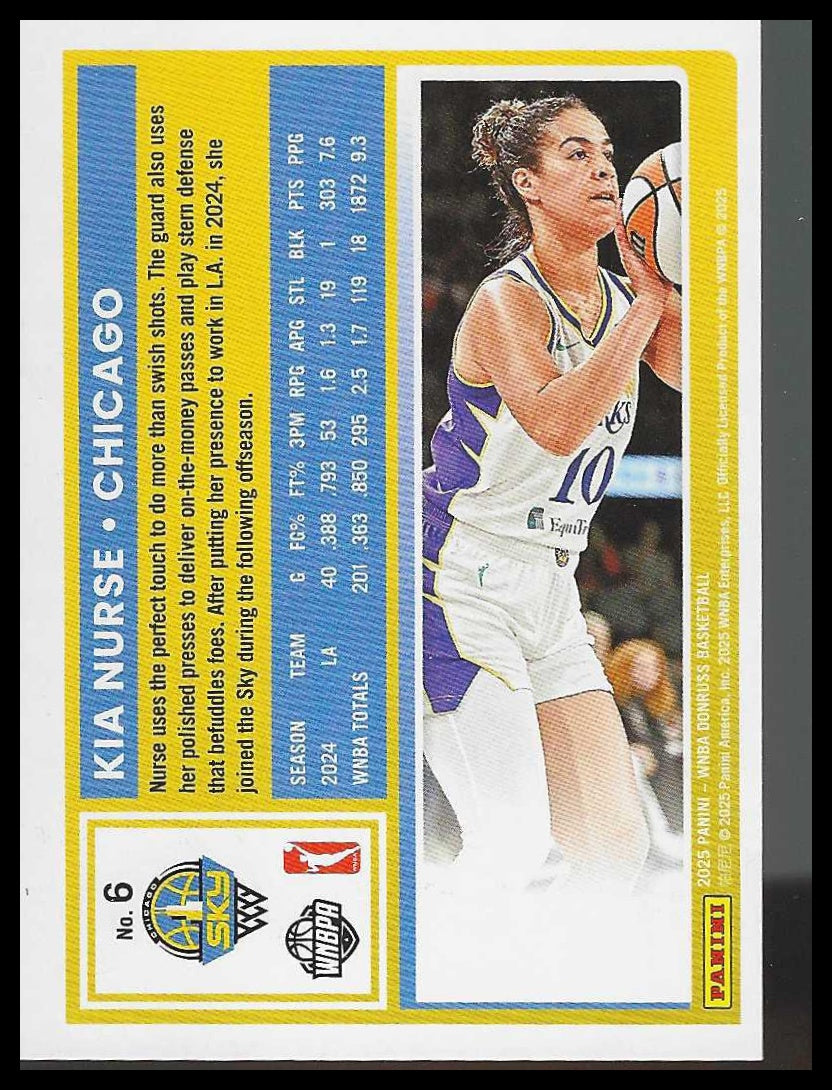 2025 Donruss WNBA #6 Kia Nurse Green Shimmer Chicago Sky
