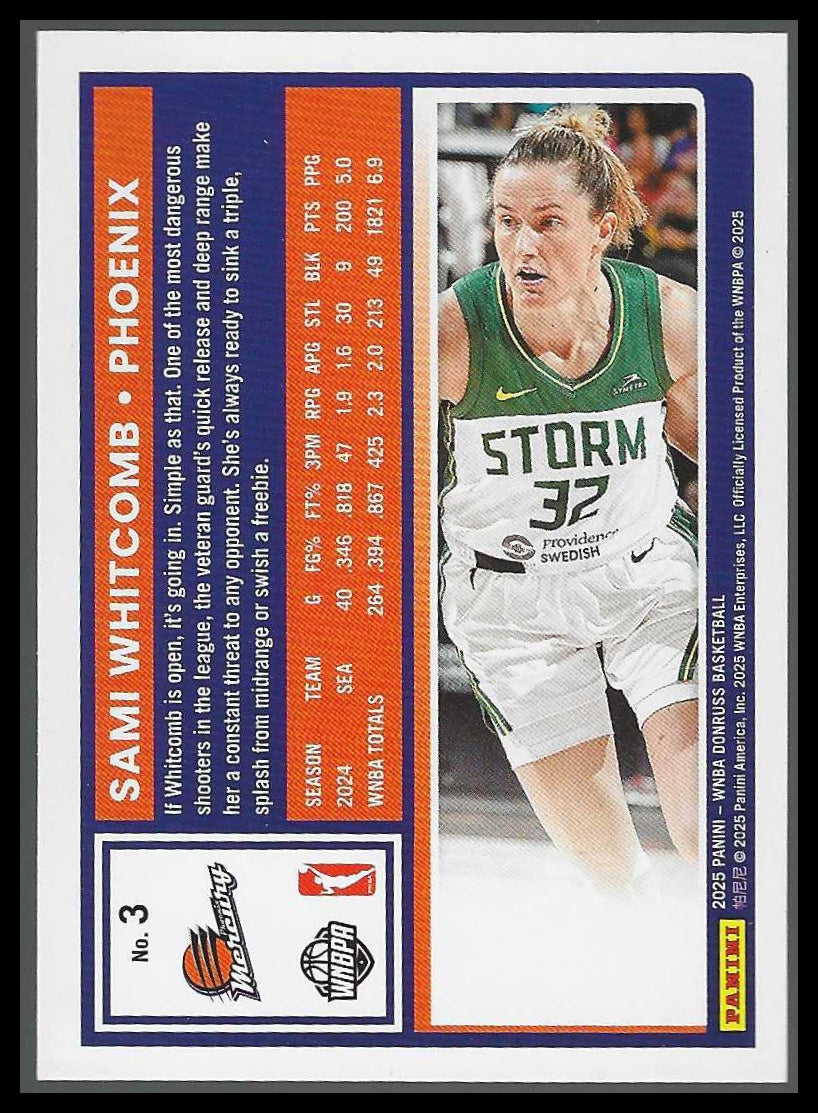 2025 Donruss WNBA #3 Sami Whitcomb Holo Phoenix Mercury