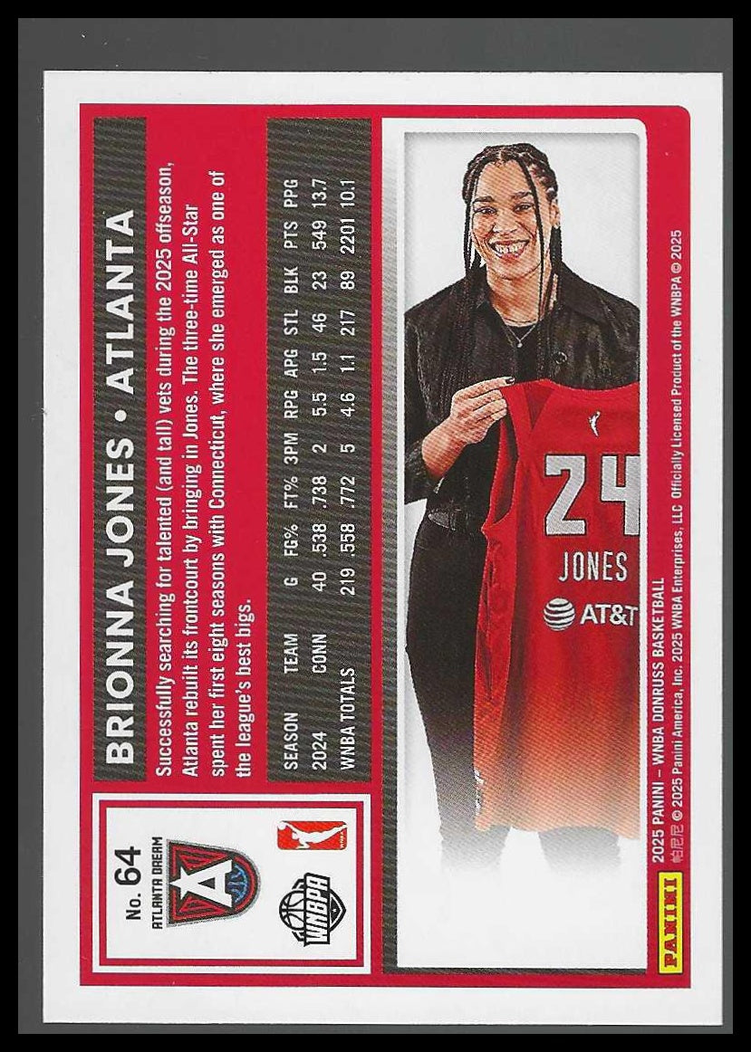 2025 Donruss WNBA #64 Brionna Jones Holo Atlanta Dream