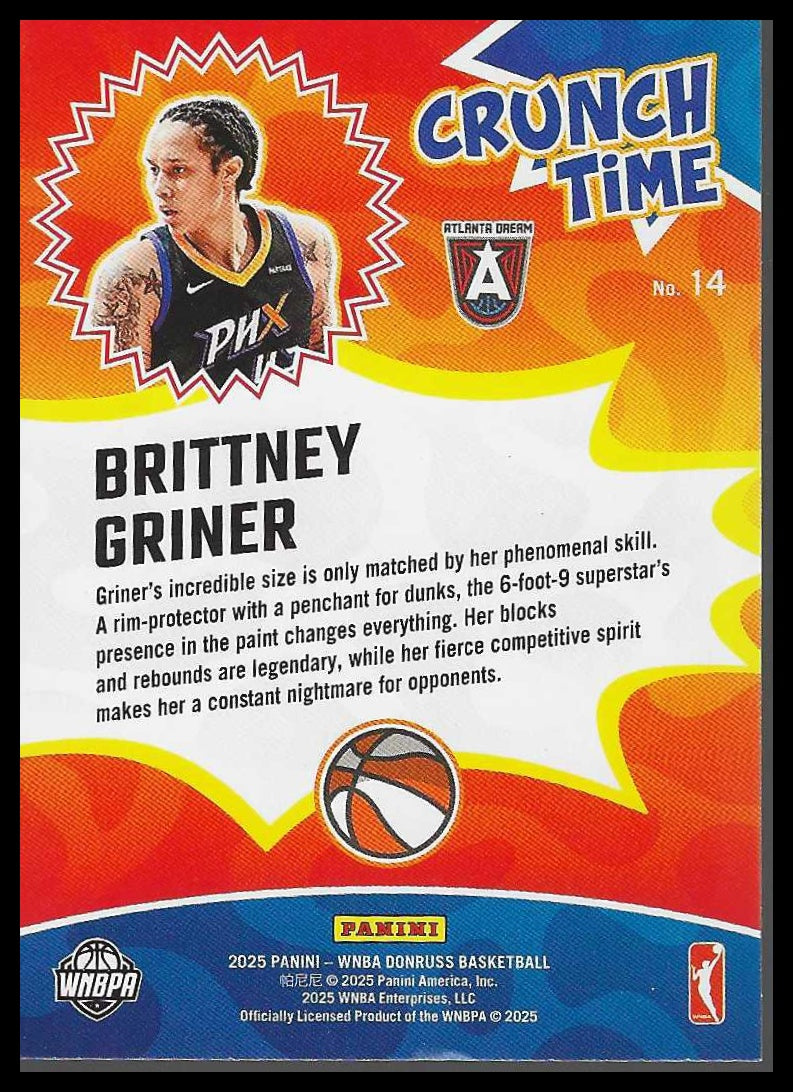 2025 Donruss WNBA #14 Brittney Griner Crunch Time Atlanta Dream