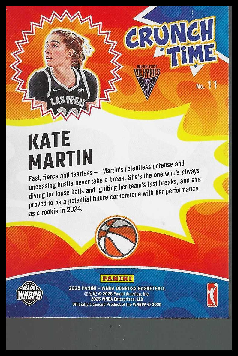 2025 Donruss WNBA #11 Kate Martin Crunch Time Golden State Valkyries