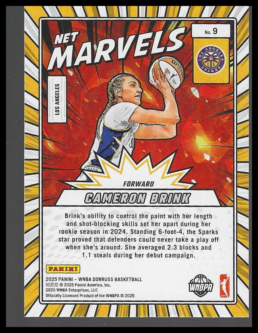 2025 Donruss WNBA #9 Cameron Brink Net Marvels Los Angeles Sparks