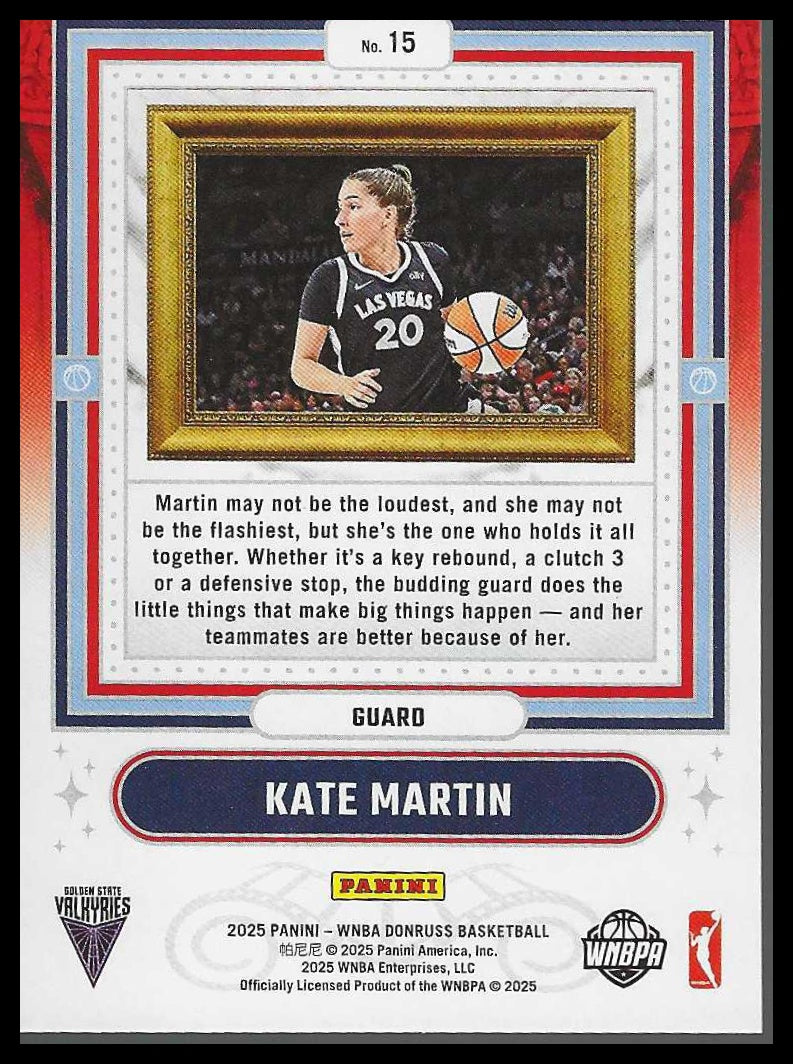 2025 Donruss WNBA #15 Kate Martin Franchise Features Golden State Valkyries
