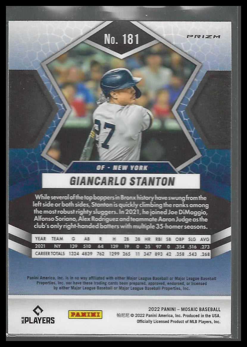 2022 Panini Mosaic #181 Giancarlo Stanton Pink Camo Mosaic New York Yankees