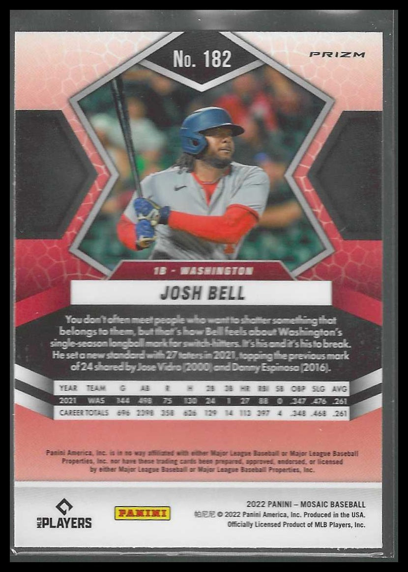 2022 Panini Mosaic #182 Josh Bell Pink Camo Mosaic Washington Nationals