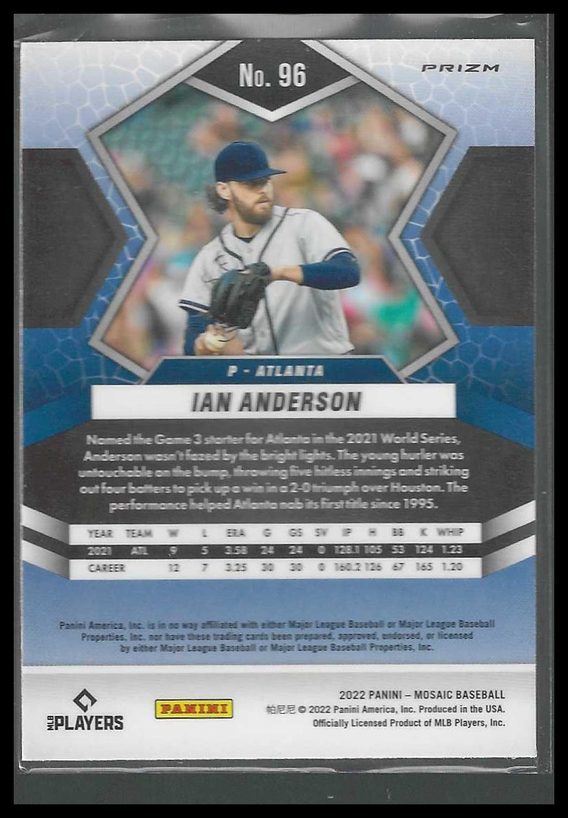 2022 Panini Mosaic #96 Ian Anderson Pink Camo Mosaic Atlanta Braves
