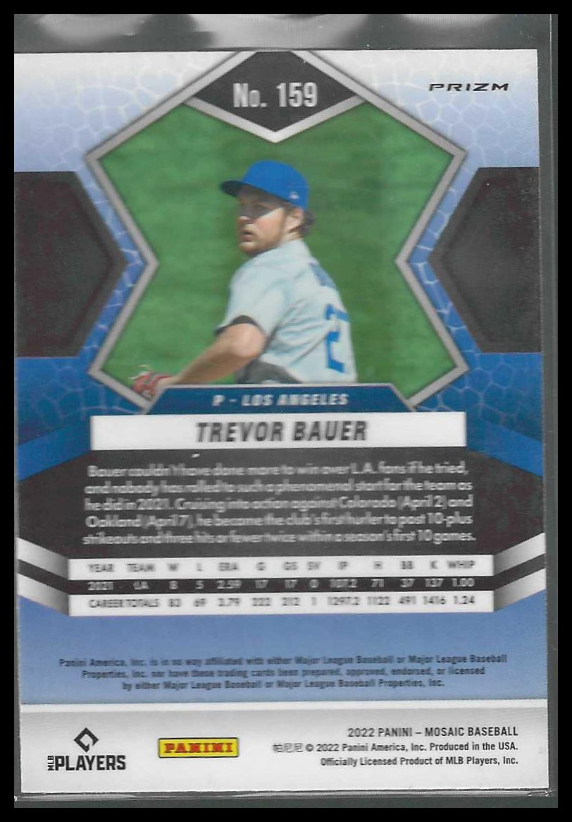 2022 Panini Mosaic #159 Trevor Bauer Green Mosaic Los Angeles Dodgers