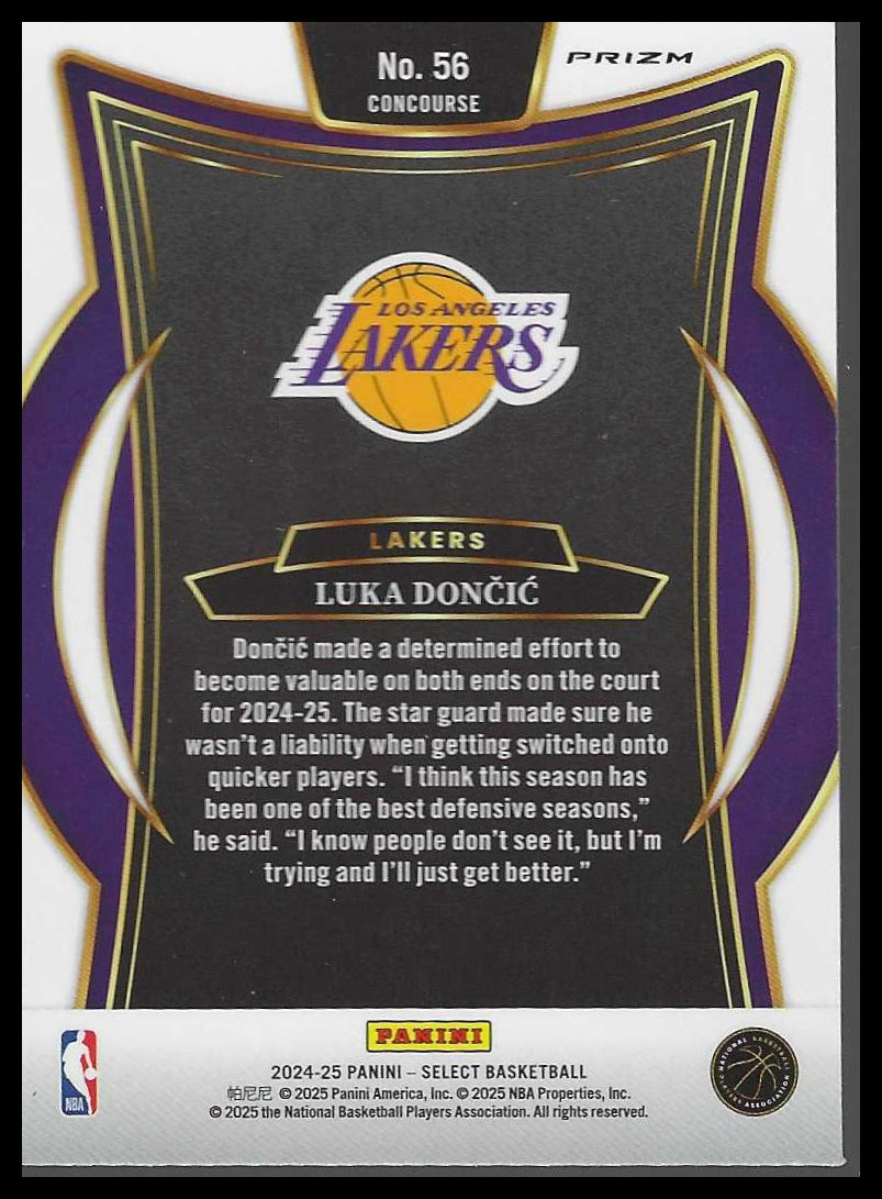 2024-25 Panini Select #56 Luka Doncic Orange Flash Prizm Los Angeles Lakers