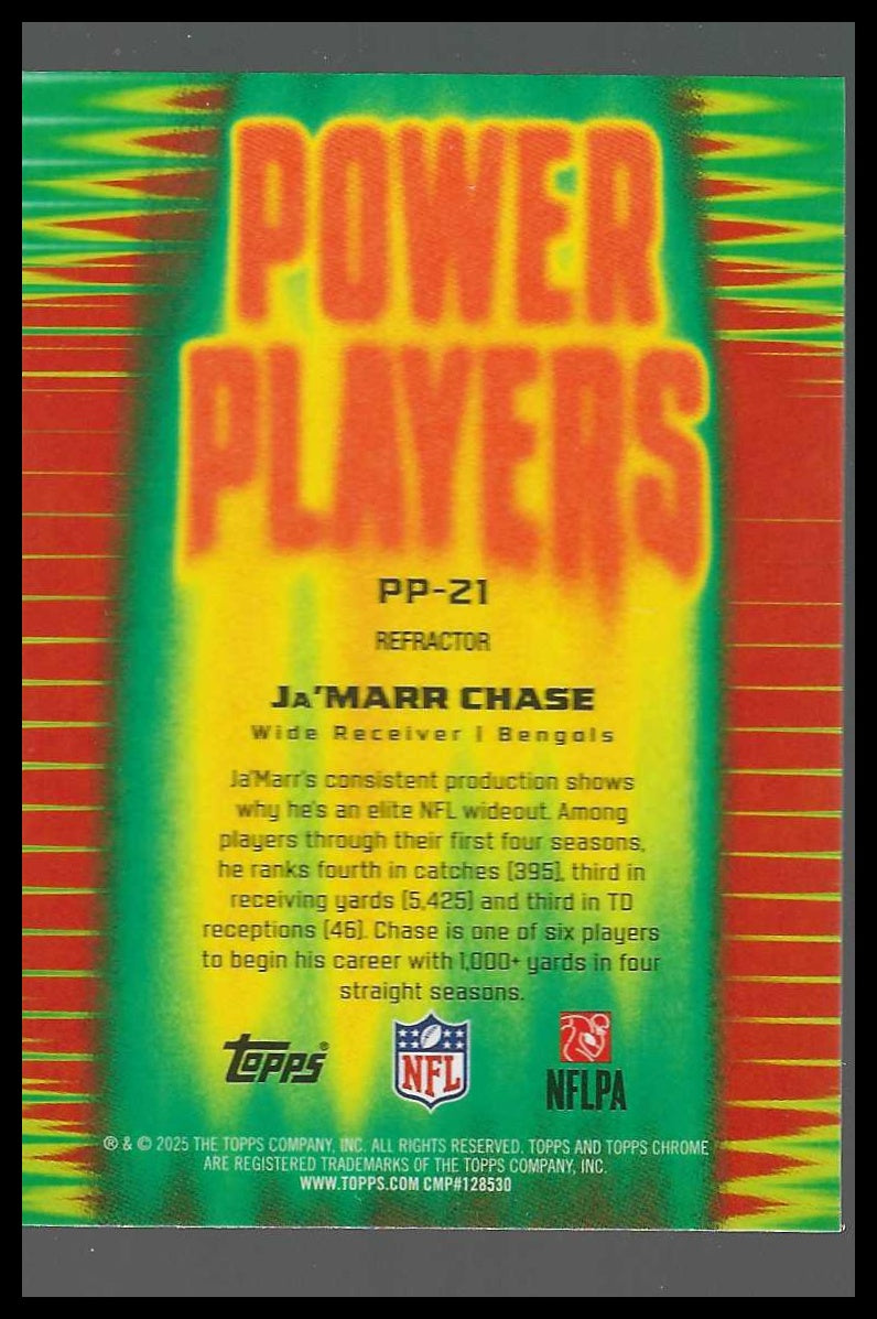 2025 Topps Chrome #PP-21 Ja'Marr Chase Power Players Refractor