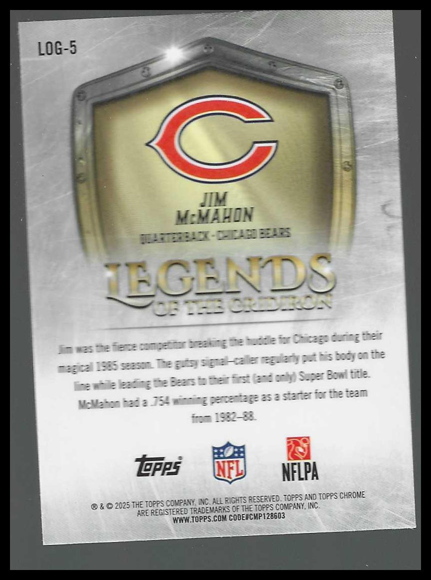 2025 Topps Chrome #LOG-5 Jim McMahon Legends of the Gridiron