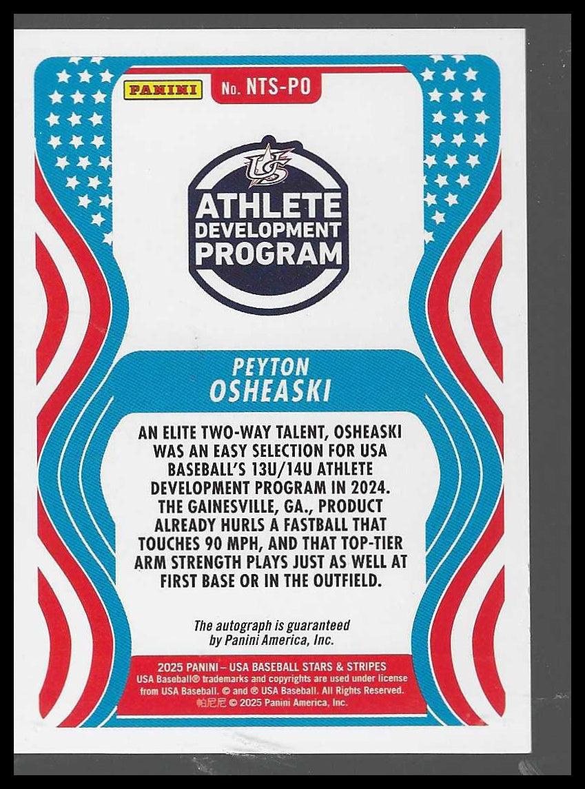 2025 Panini Stars & Stripes #NTS-PO Peyton Osheaski 13U/14U Signatures Auto
