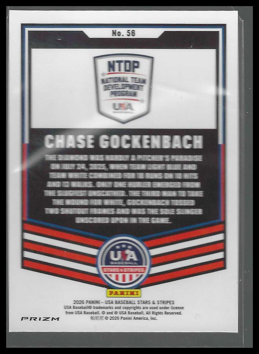 2026 Panini Stars & Stripes Prizm USA Baseball #56 Chase Gockenbach Silver