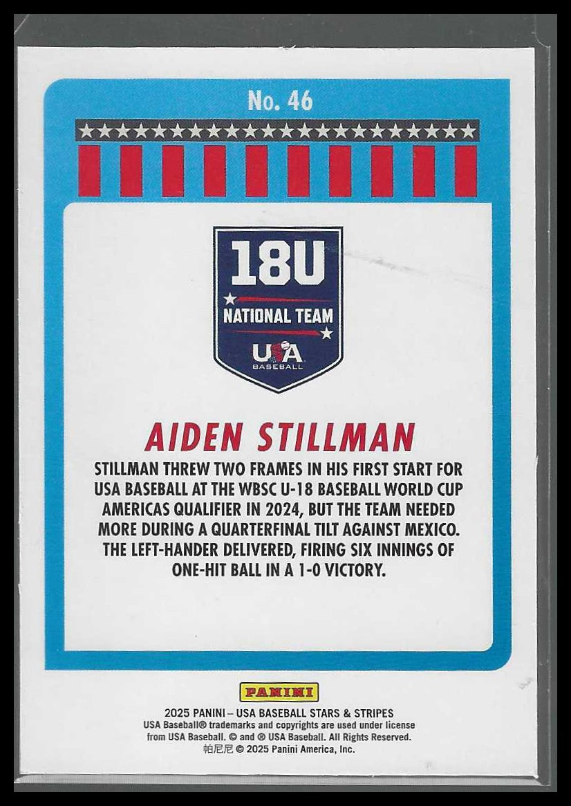 2025 Panini Stars & Stripes USA Baseball #46 Aiden Stillman Green