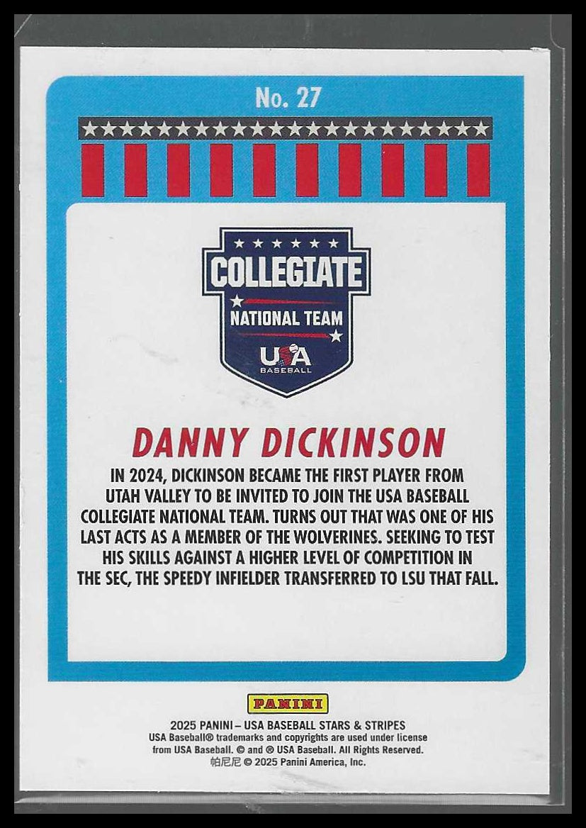 2025 Panini Stars & Stripes USA Baseball #27 Danny Dickinson Green
