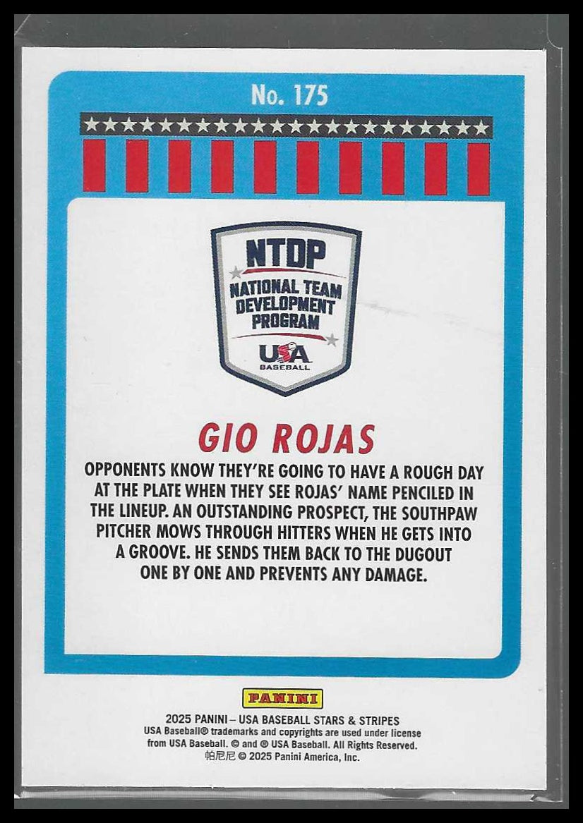 2025 Panini Stars & Stripes USA Baseball #175 Gio Rojas Speckle