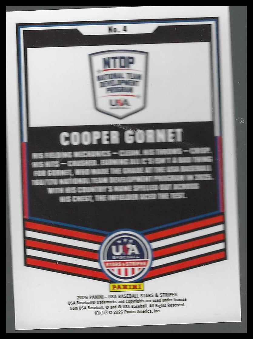 2026 Panini Stars & Stripes Prizm USA Baseball #4 Cooper Gornet