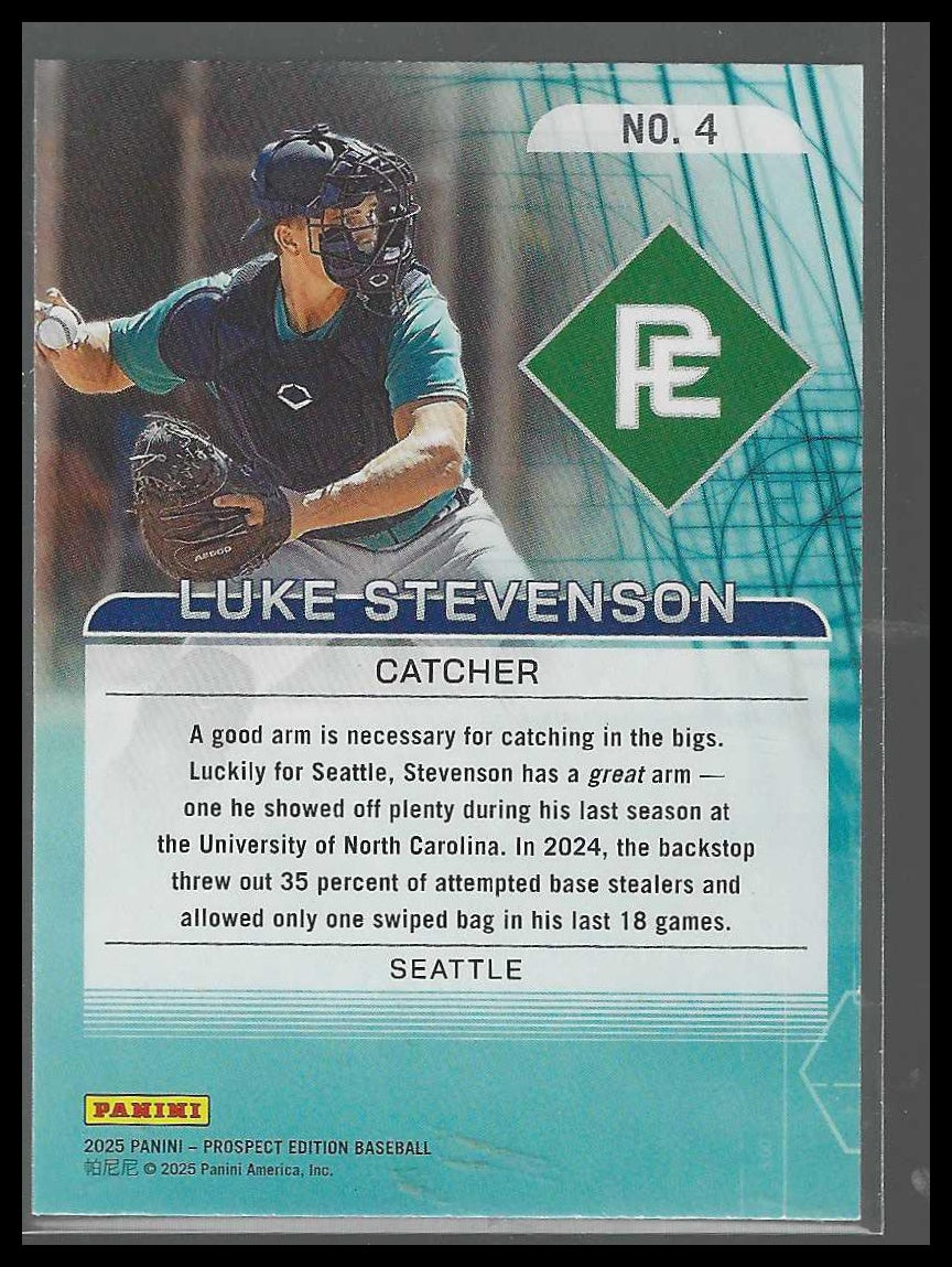 2025 Panini Prospect Edition #4 Luke Stevenson 20-80 Scale Seattle Mariners
