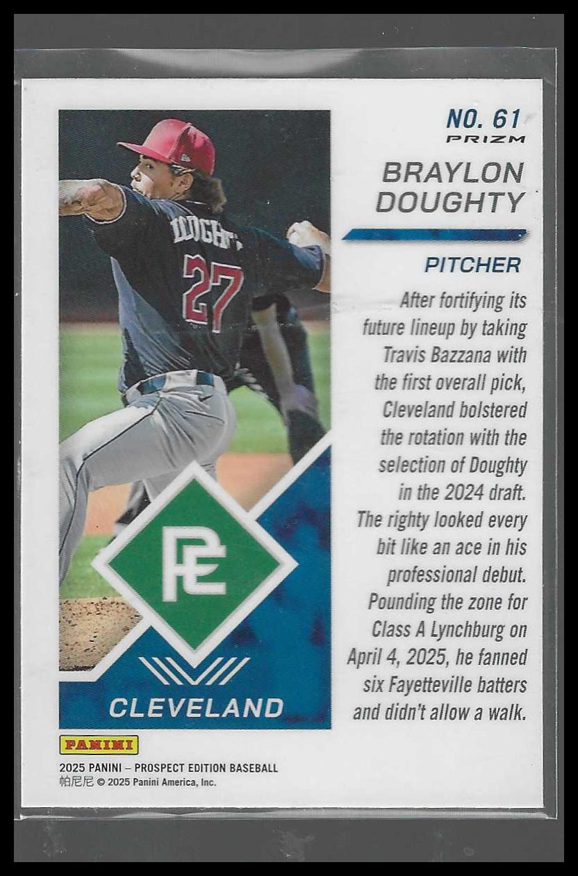 2025 Panini Prospect Edition #61 Braylon Doughty Holo Prospect Ticket - Red Ice