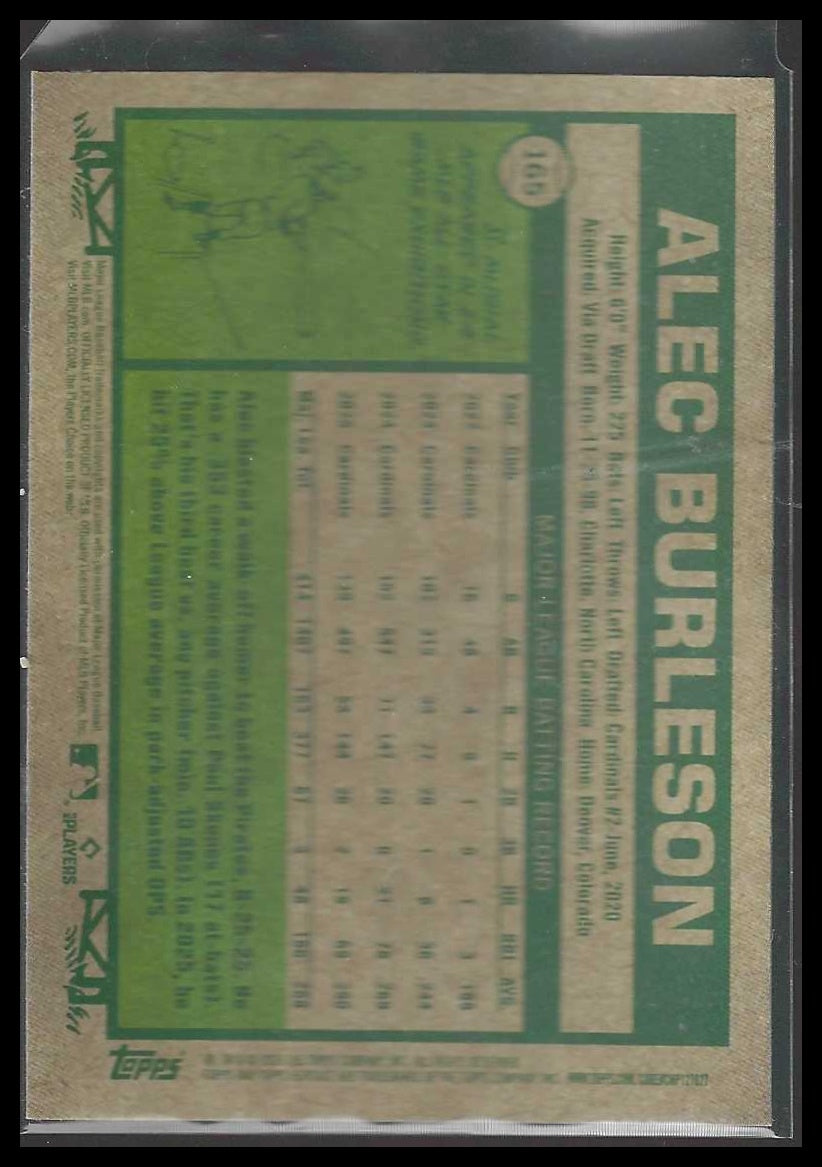 2026 Topps Heritage #165 Alec Burleson Chrome Pink Sparkle Refractors Cardinals