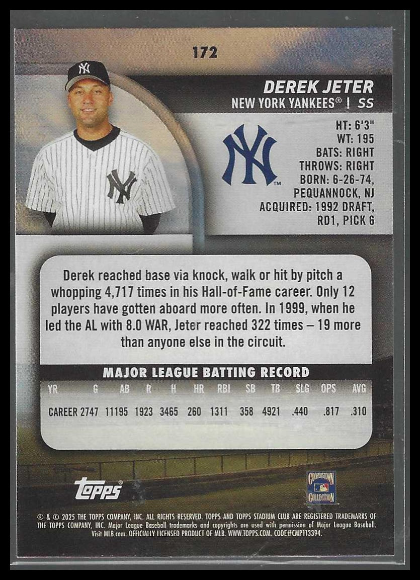 2025 Stadium Club #172 Derek Jeter New York Yankees