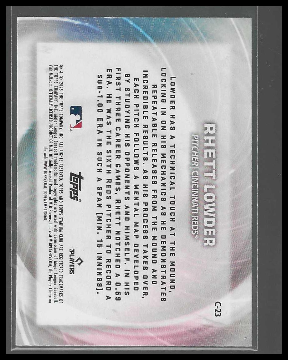 2025 Stadium Club #C-23 Rhett Lowder Concentration Cincinnati Reds