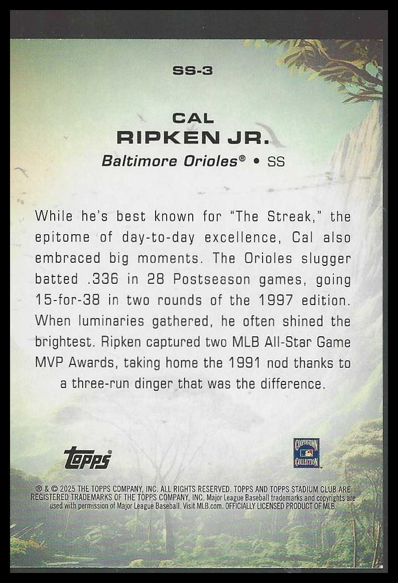 2025 Stadium Club #SS-3 Cal Ripken Jr. Savage Sluggers Baltimore Orioles