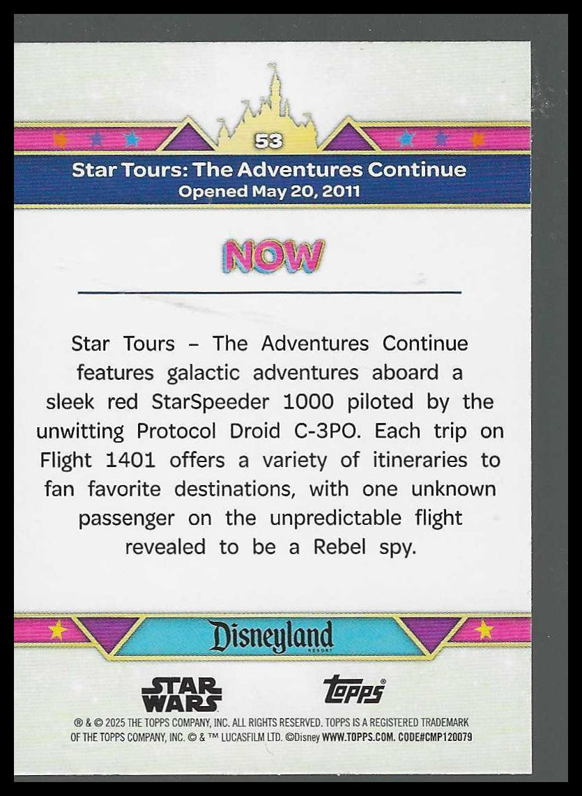2025 Topps Disneyland 70th Anniversary #53 Star Tours: The Adventures Continue