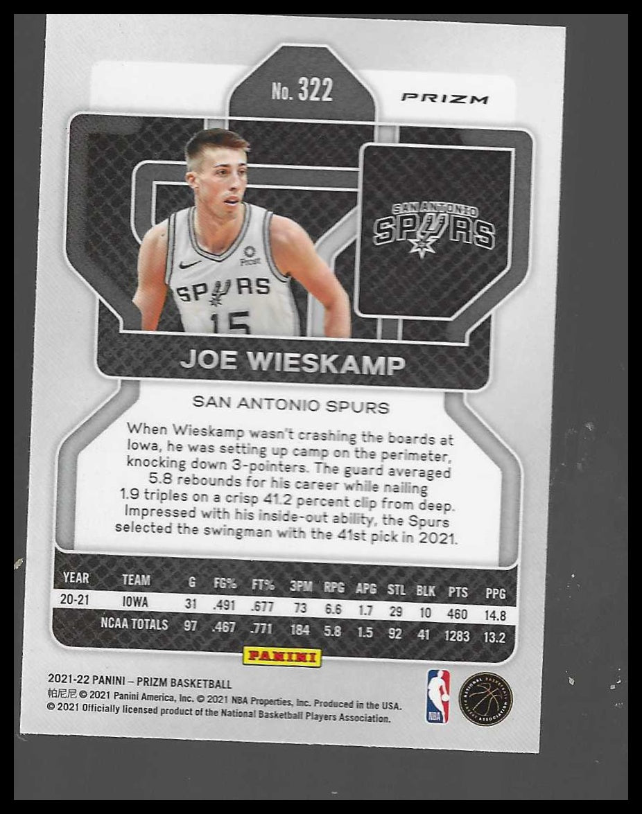 2021-22 Panini Prizm #322 Joe Wieskamp Red White&Blue San Antonio Spurs Rookie