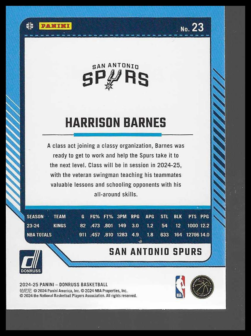 2024-25 Donruss #23 Harrison Barnes San Antonio Spurs