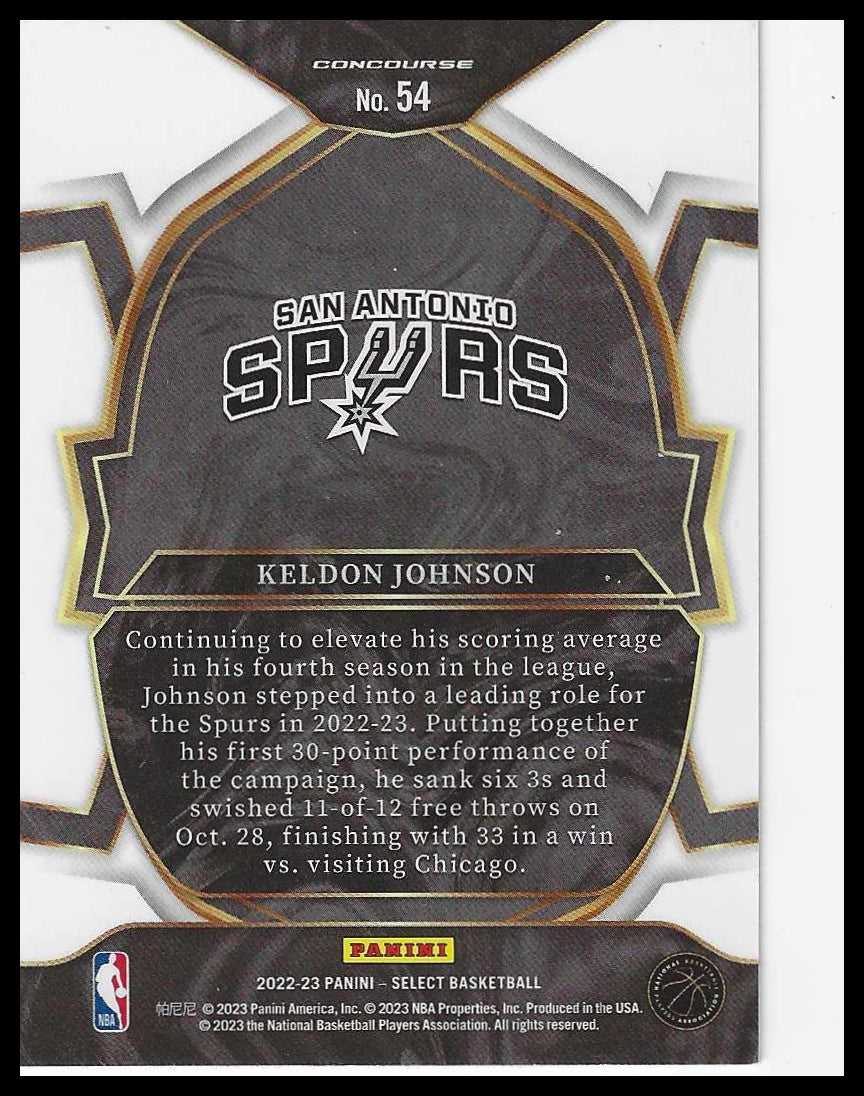 2022-23 Panini Select #54 Keldon Johnson Blue (Retail Base) San Antonio Spurs