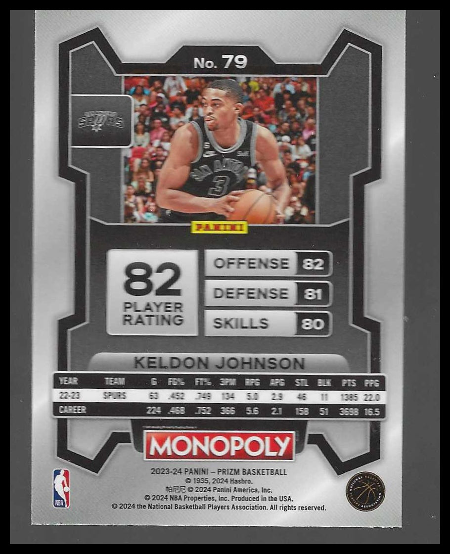 2023-24 Panini Prizm Monopoly #79 Keldon Johnson San Antonio Spurs