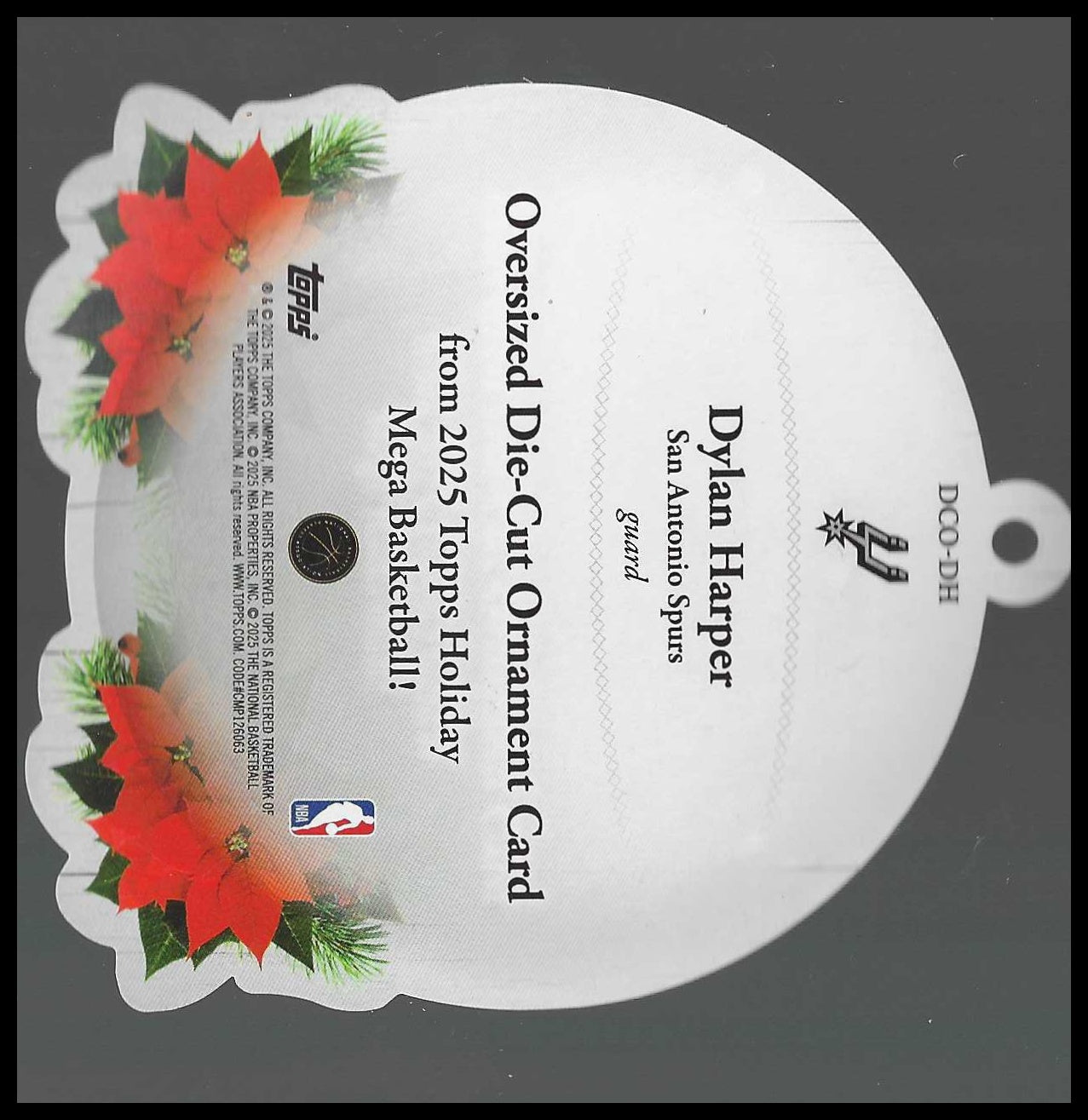 2025-26 Topps Holiday #DCO-DH Dylan Harper Oversized Die Cut Ornaments Spurs